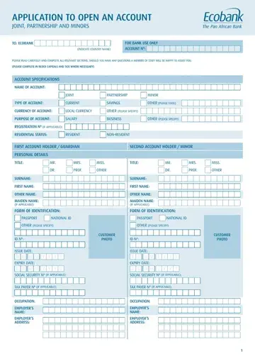 Open Ecobank Account Form Preview