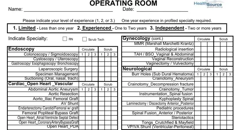 step 1 to writing operating room staff annual competencies