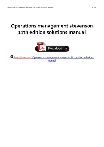 Operations Management Stevenson Form Preview