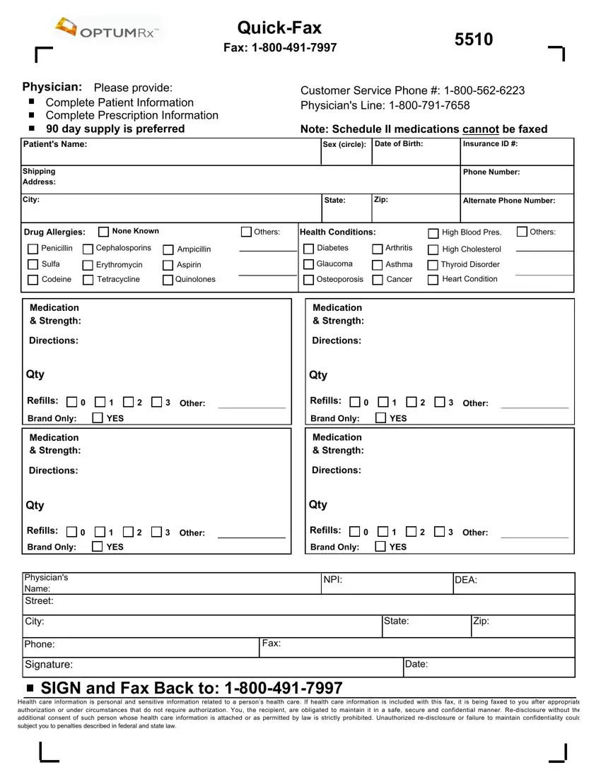 Optumrx Prescription Fax Form first page preview