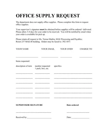 Order Form For Office Stuff Preview