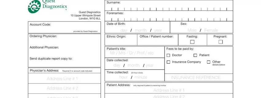 stage 1 to filling in quest diagnostics supply order form pdf