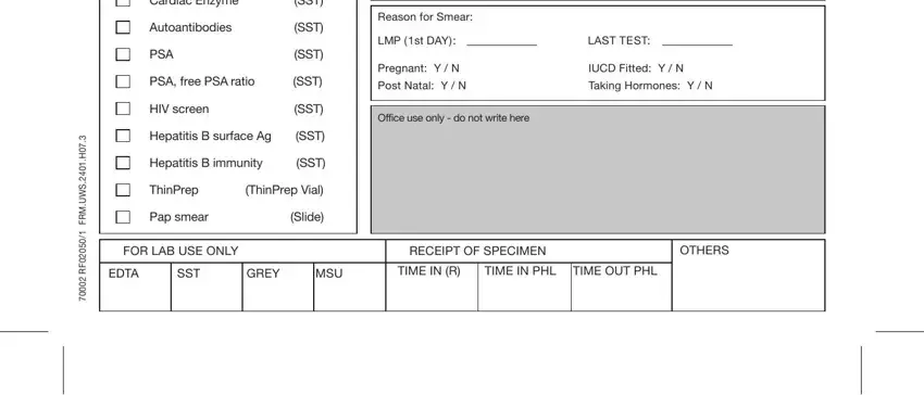 quest diagnostics supply order form pdf CardiacEnzyme, Autoantibodies, PSA, SST, SST, SST, PSAfreePSAratio, SST, HIVscreen, SST, HepatitisBsurfaceAg, SST, HepatitisBimmunity, SST, and ThinPrepThinPrepVial fields to fill