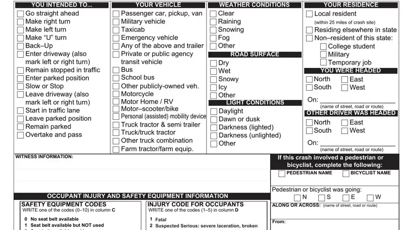 Filling out oregon accident report step 5