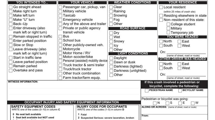 Filling out dmv crash report step 5