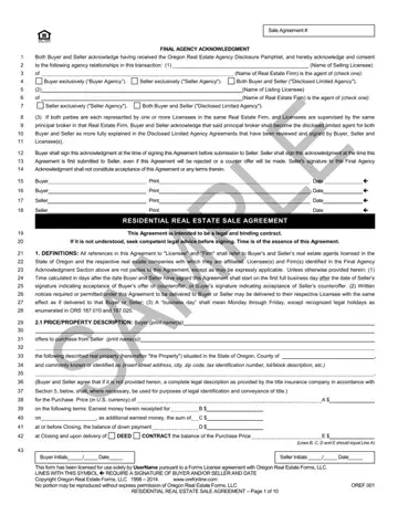 Oregon Estate Sale Agreement Form Preview
