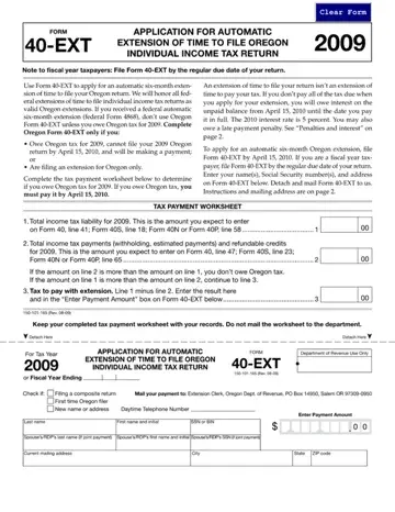 Oregon Form 40 Ext Preview