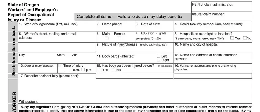 part 2 to completing oregon workers comp claim form