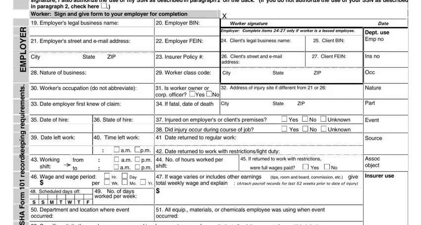 Filling out oregon workers comp claim form stage 3