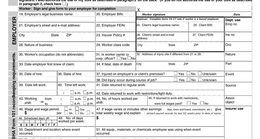 Filling out oregon form 801 stage 3