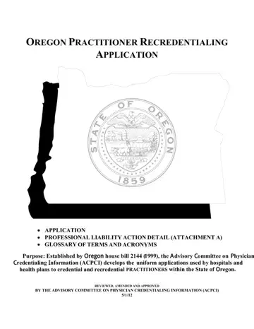 Oregon Practitioner Application Form Preview