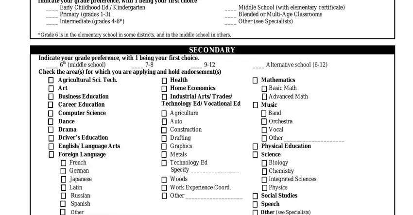 Entering details in oregon statewide teacher application fillable part 5