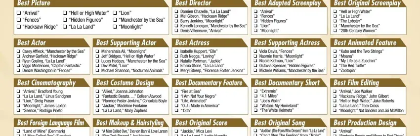 oscar ballot template spaces to fill out