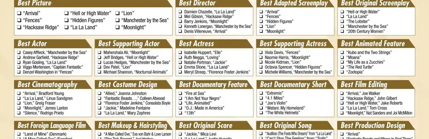 2020 oscar ballot printable pdf spaces to fill out