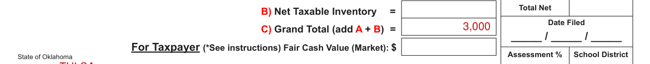 Form OTC 901 example filled out, for Taxpayer Fair Cash Value (Market)