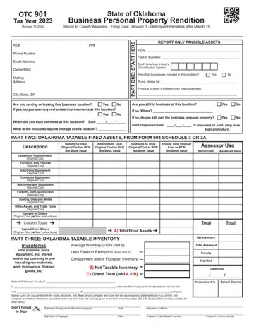 Otc 901 Oklahoma Tax Form Preview