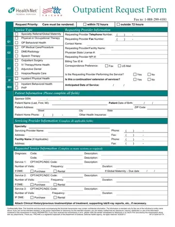 Outpatient Request Form Preview