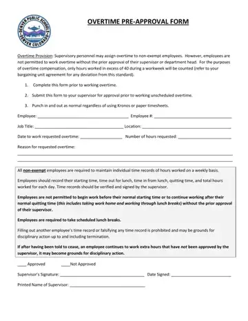 Overtime Pre Approval Form Preview