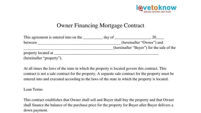 Owner Financing Contract Template PDF Form FormsPal