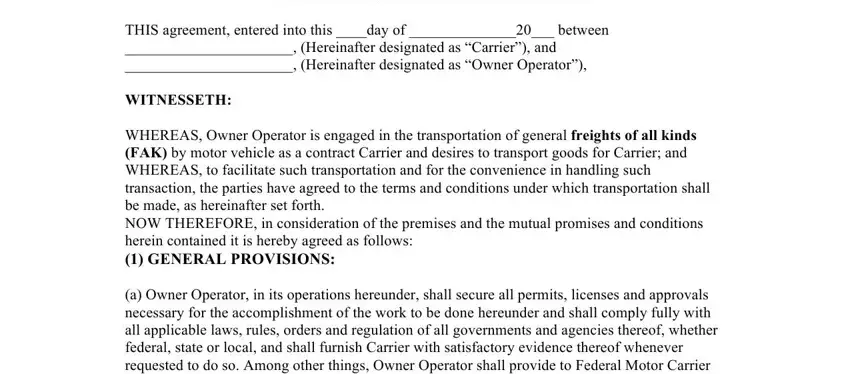 Owner Operator Lease Agreement ≡ Fill Out Printable Pdf Forms Online 0809