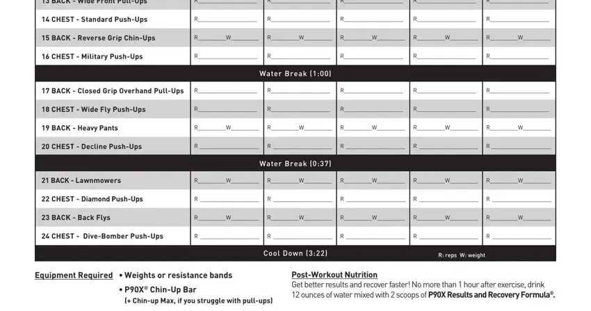 step 2 to completing p90x chest back worksheet