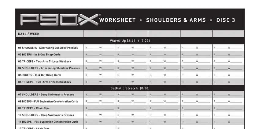 step 3 to filling out p90x chest back worksheet