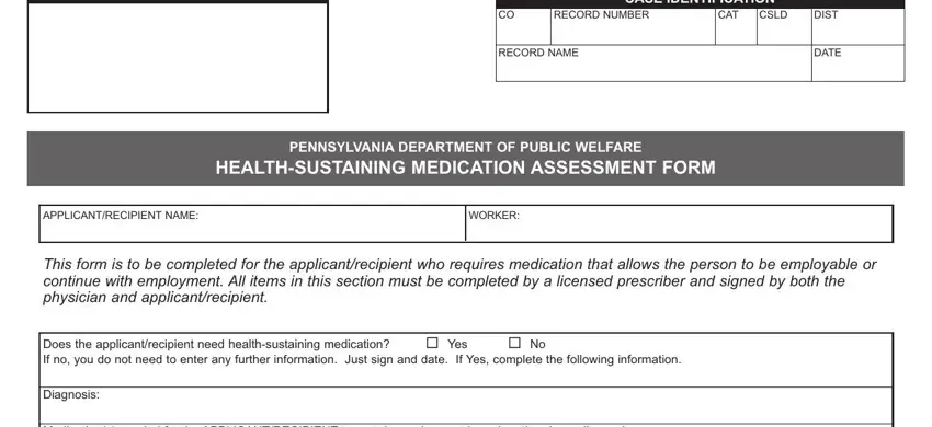 pa medical assistance form for medication health sustaining medication empty fields to fill out