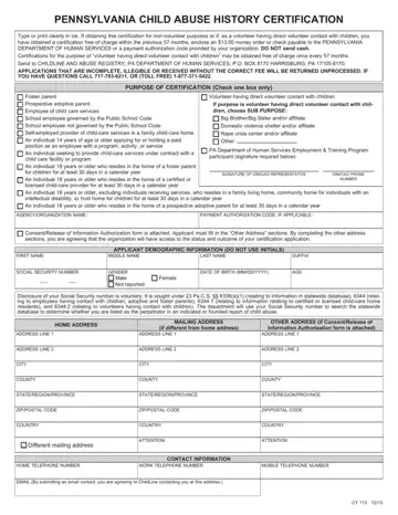 Pa Child Abuse History Clearance Form Preview