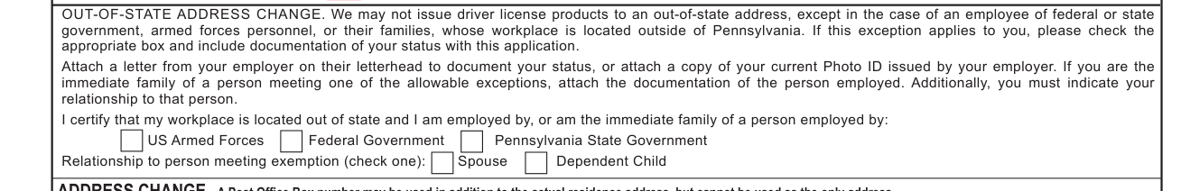 Form DL-3731 example filled out, out-of-state address change