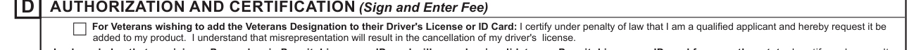 Form DL-3731 example filled out, veterans designation