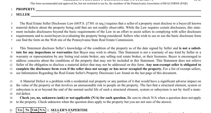 entering details in pa sellers disclosure form 2020 step 1