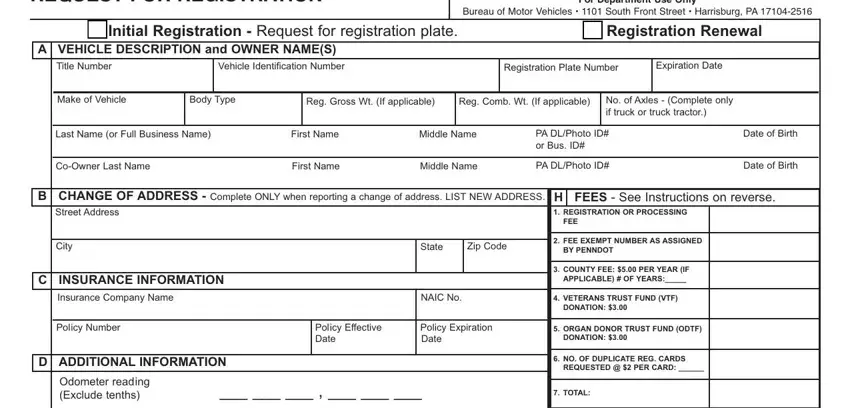 pennsylvania form registration spaces to complete