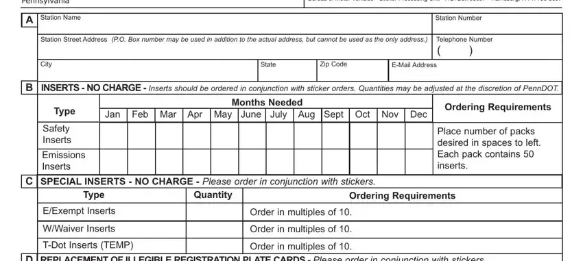 entering details in pa inspection sticker order form part 1