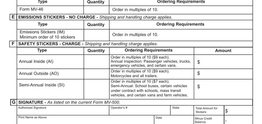 stage 2 to entering details in pa inspection sticker order form