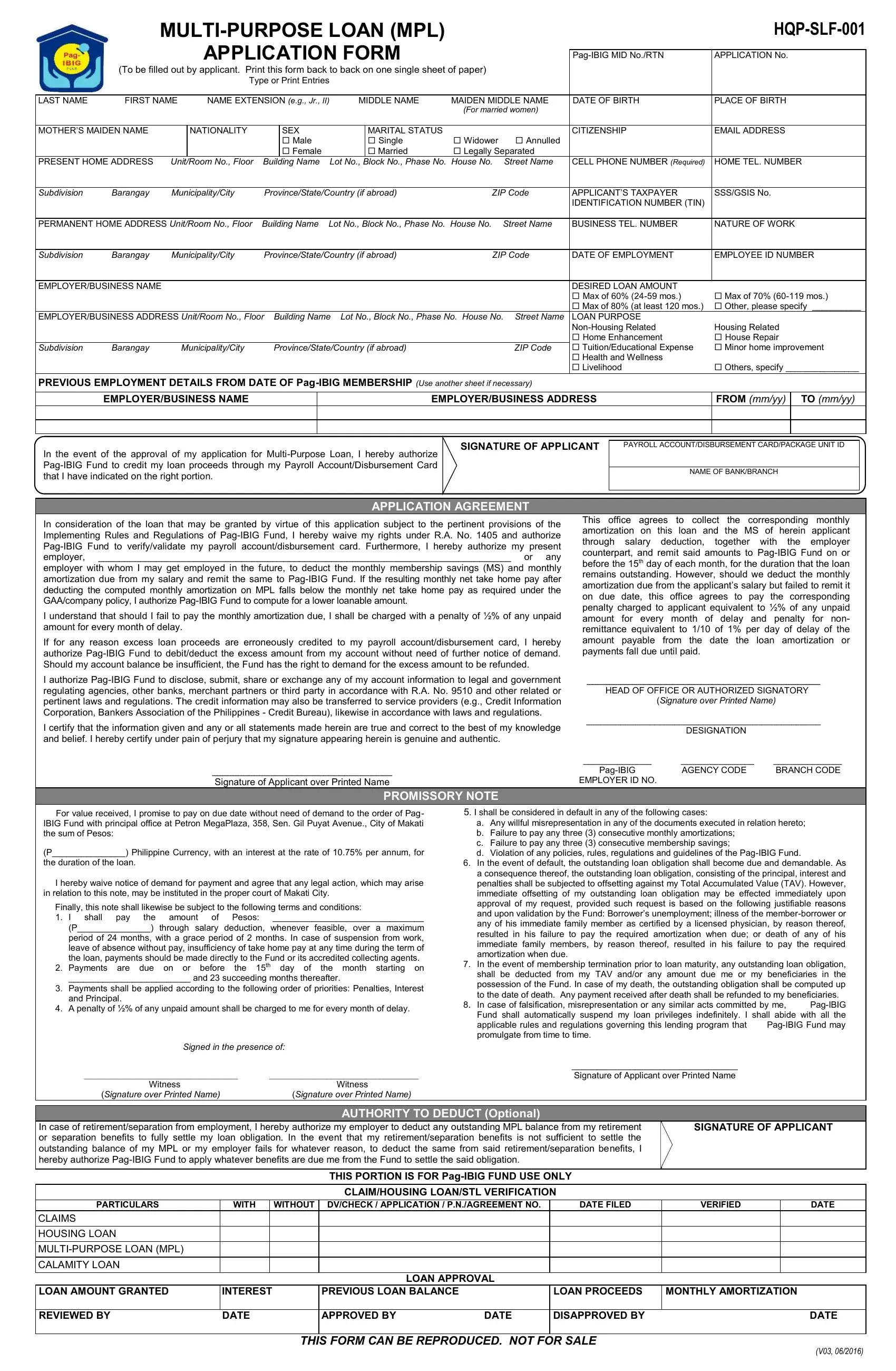Pagibig Multi Purpose Loan PDF Form FormsPal