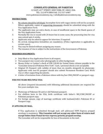 Pakistan Visa Application Form Preview