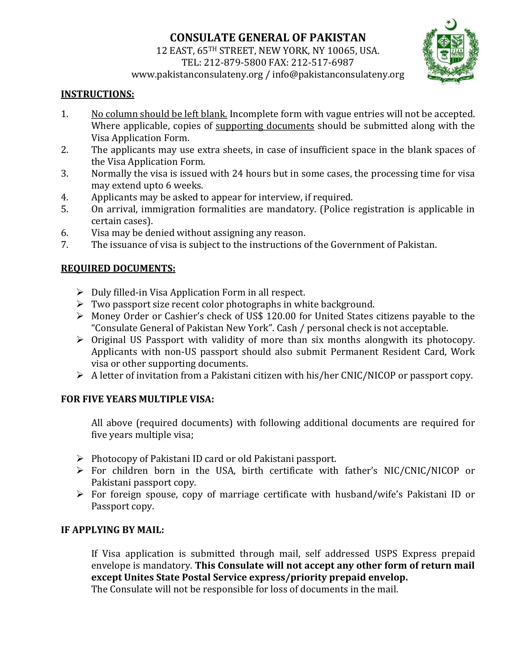 Pakistan Visa Application Form Fill Out Printable PDF Forms Online