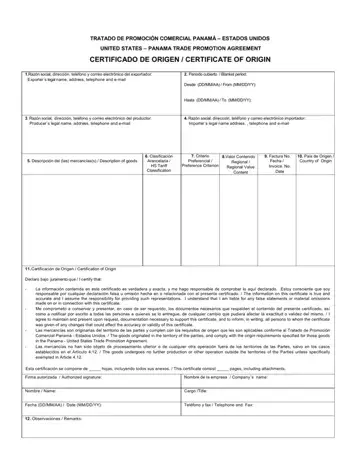 Panama Certificate Origin Preview