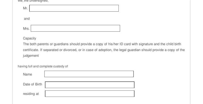  notarized parental authorization form for oci for minor fields to complete