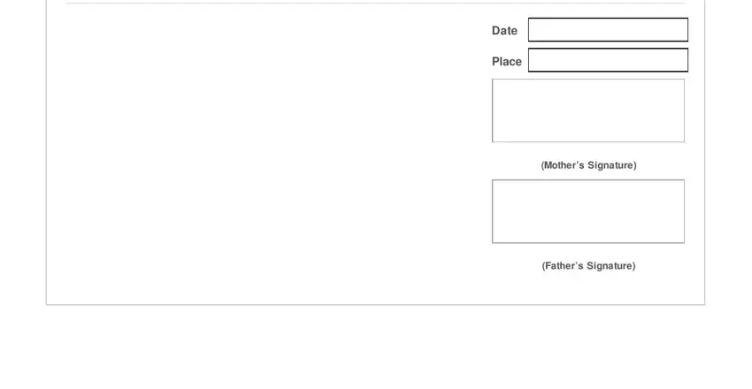 parental authorization form for minors oci editable Date, Place, MothersSignature, and FathersSignature fields to fill out