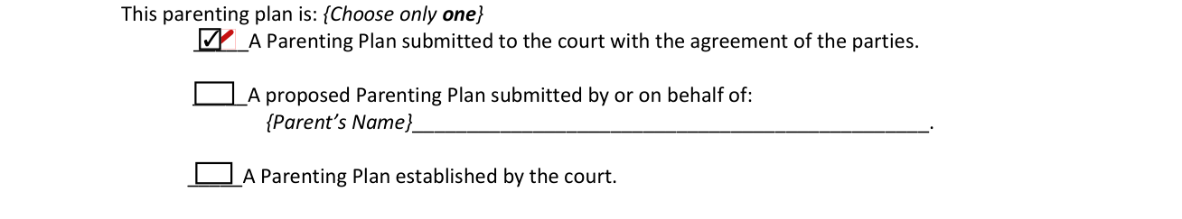 Form 12.995(a) example filled out, this parenting plan is