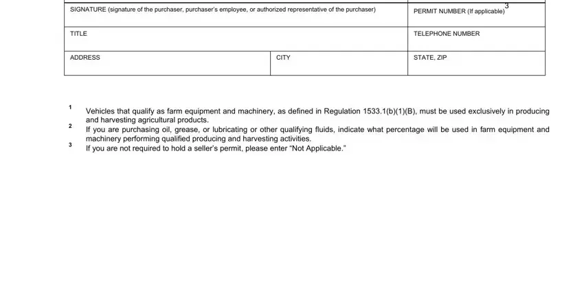 step 2 to completing partial exemption certificate form