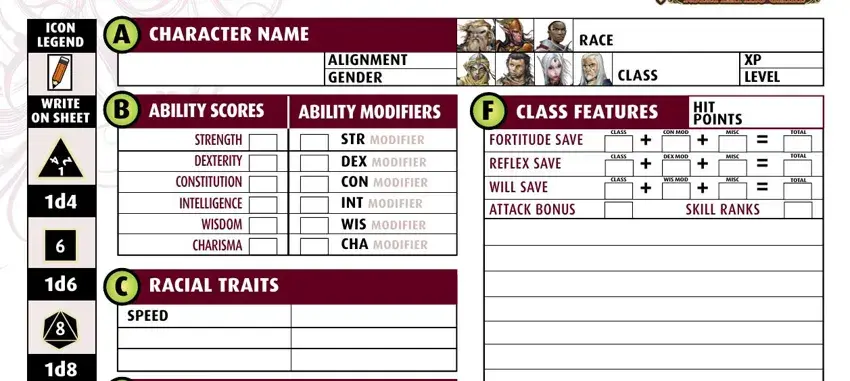 entering details in  pathfinder 1e fillable character sheet part 1