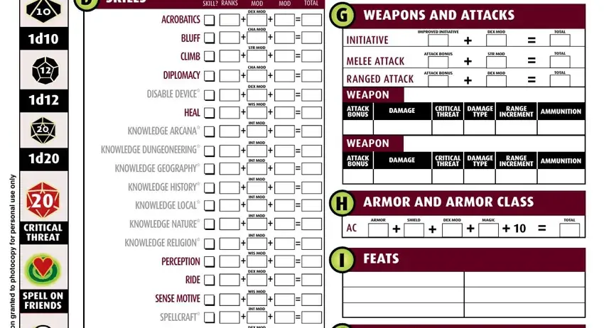 Completing pathfinder 1e editable character sheet stage 2