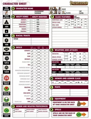 Pathfinder Character Sheet Preview