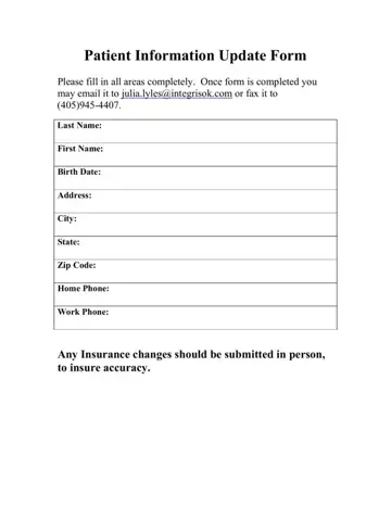 Patient Information Update Form Preview