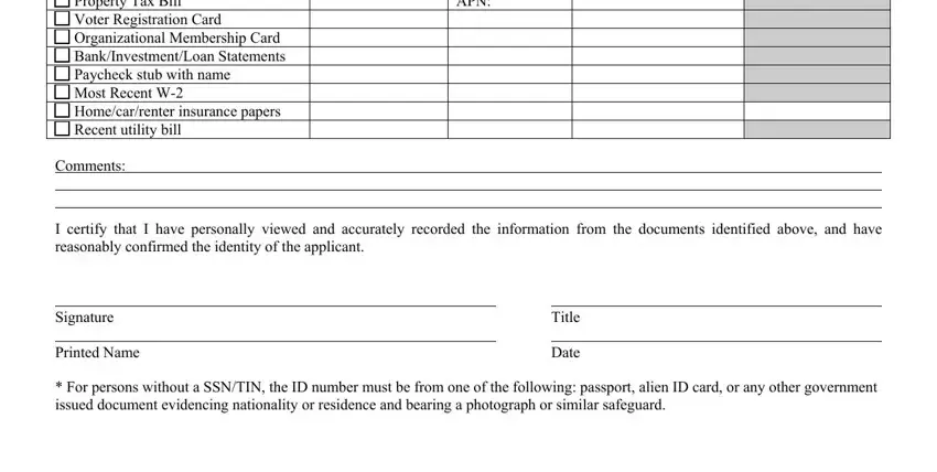 Entering details in patriots act disclosure form stage 2