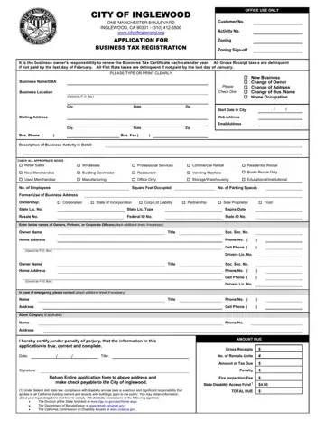 Pay Business Tax Certificate Form Preview