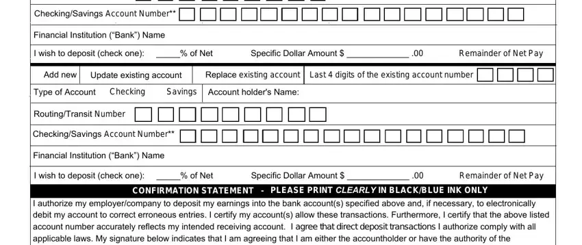 Entering details in Paychex Direct Deposit Form stage 2