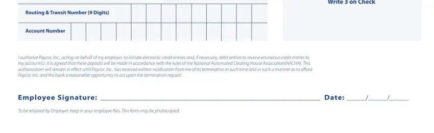 Entering details in Paycor Direct Deposit Form part 3